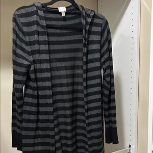 Cupio Charcoal and Black Striped Cardigan